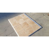 Tiled flooring section featuring Walnut Travertine 12X24 Pool-Coping tumbled finish