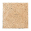 Beige travertine tile in Walnut Travertine 18X18 Unfilled, Brushed and Chiseled-Edge