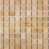 Beige square mosaic tiles of Walnut Travertine 1X1 Mosaic Tile Tumbled product