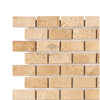 Walnut Travertine 1X2 Brick Mosaic Tile Tumbled showcasing elegant travertine design