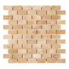 Beige brick mosaic tile from Walnut Travertine 1X2 collection for elegant designs