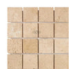 Beige Travertine mosaic tile sheet for Walnut Travertine 2X2 Tumbled Mosaic Tile