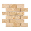 Walnut Travertine 2X4 Brick Mosaic Tile Tumbled showcasing elegant natural textures