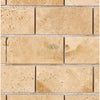 Walnut Travertine 2X4 Brick Mosaic Tile Tumbled featuring a natural stone wall design