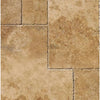 Tiled travertine flooring in Walnut Travertine 4 pcs Versailles Pattern set