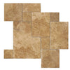 Tumbled travertine tile pattern in Walnut Travertine Versailles Pattern Set