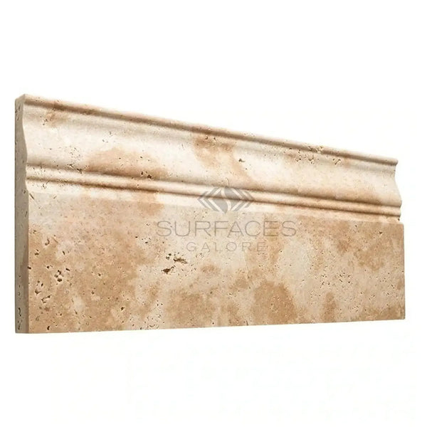 Walnut Travertine 5X12 Baseboard Trim Liner showcasing elegant stone molding design