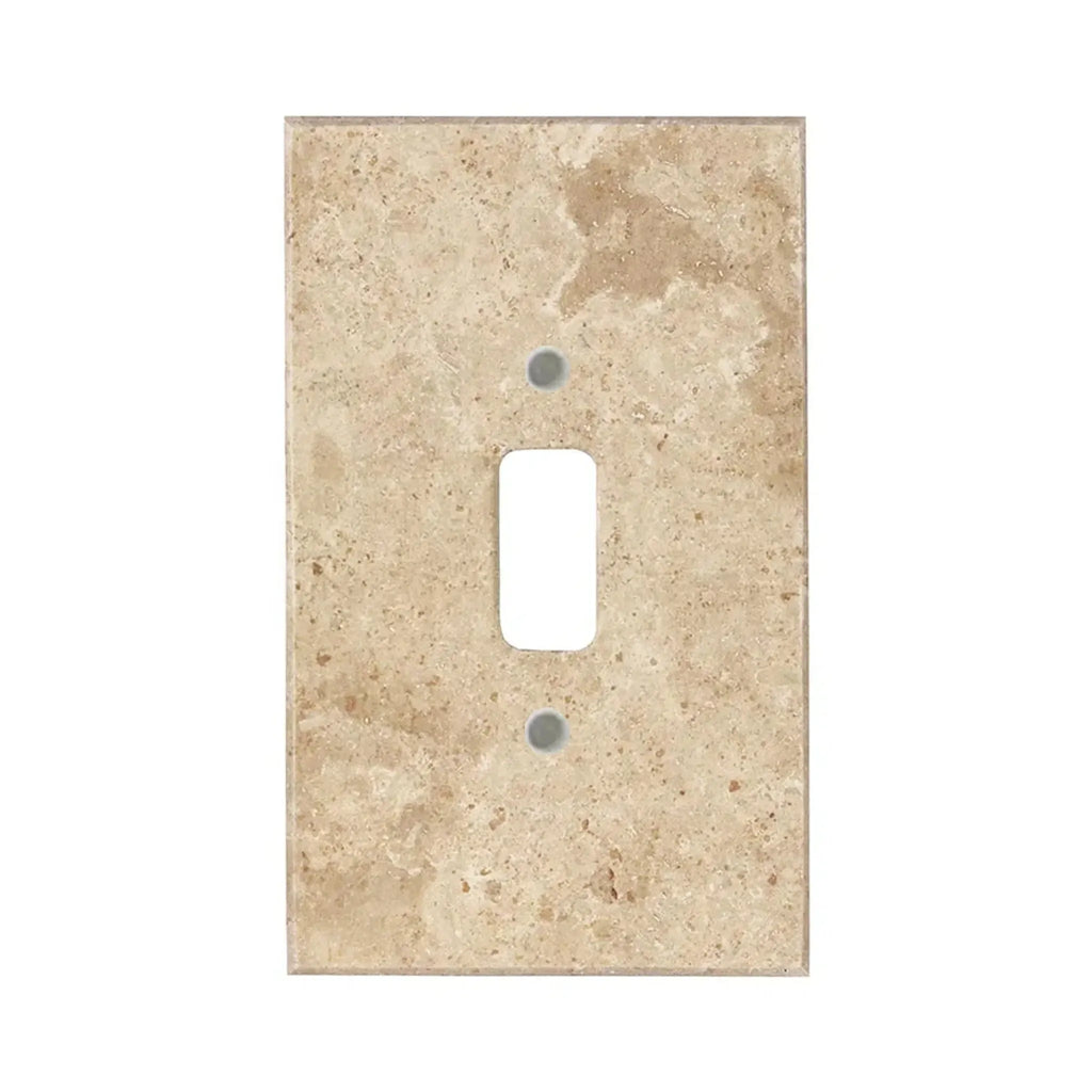 Beige marble light switch plate in Walnut Travertine Single Toggle Plate design