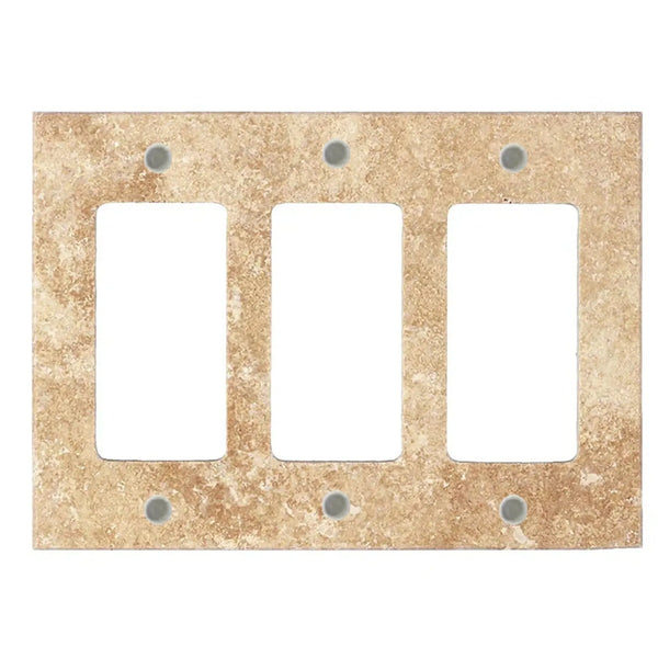 Walnut Travertine Triple Rocker Plate Switch Wall Plate decorative light switch cover