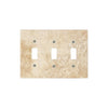 Stone-patterned Walnut Travertine Triple Toggle Plate Switch Wall Plate for elegant decor