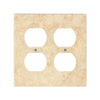 Square Travertine four-gang outlet cover in Walnut Travertine Double Duplex wall plate