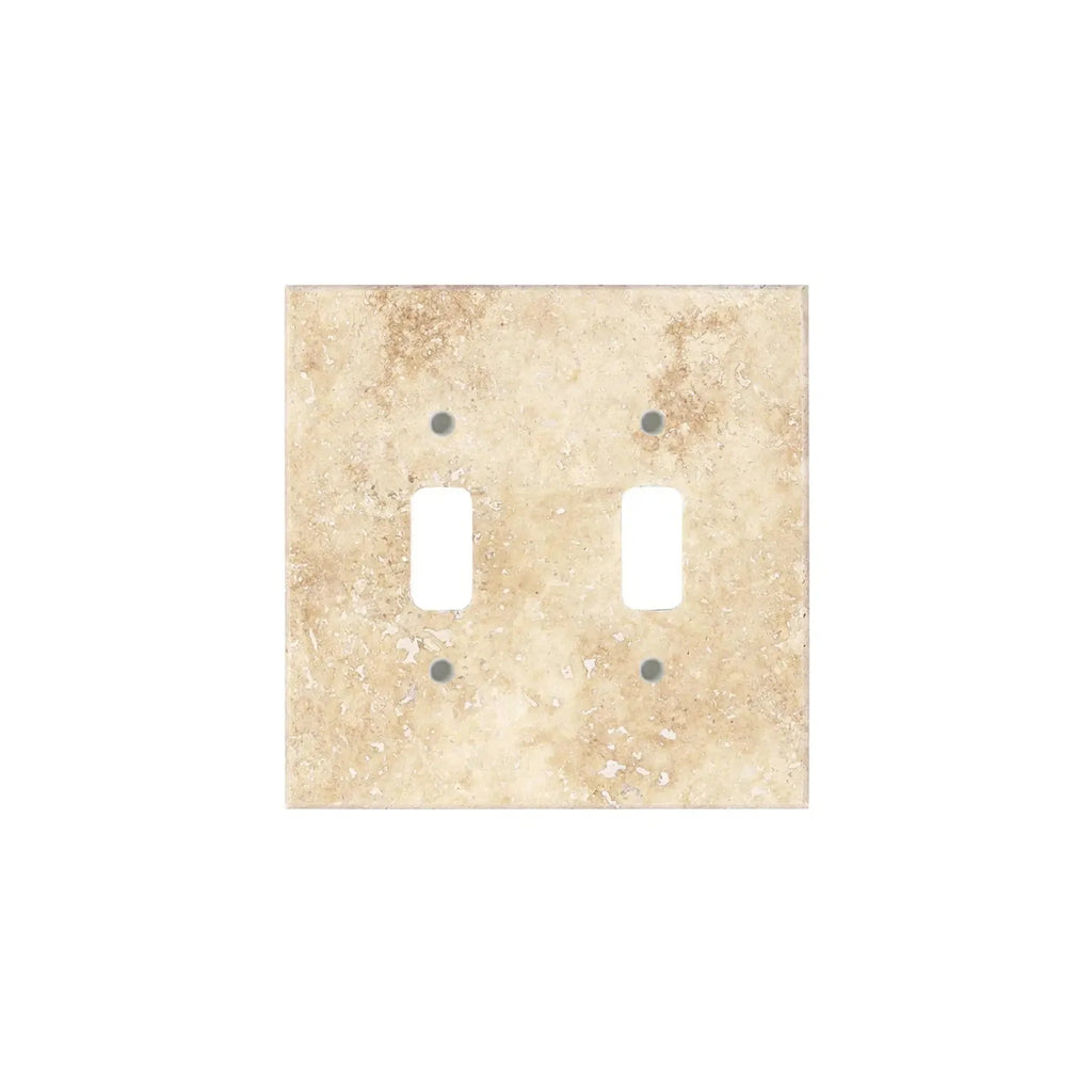 Walnut Travertine Double Toggle Plate Switch Wall Plate showcasing elegant design