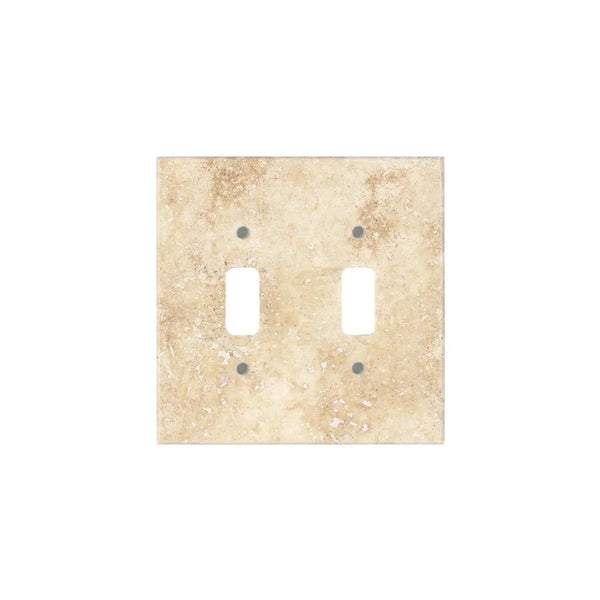 Walnut Travertine Double Toggle Plate Switch Wall Plate showcasing elegant design