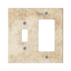 Walnut Travertine Toggle Rocker Switch Wall Plate with stone-textured finish