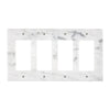 Marble-patterned White Marble Meram Blanc 4 Gang Rocker Switch Wall Plate