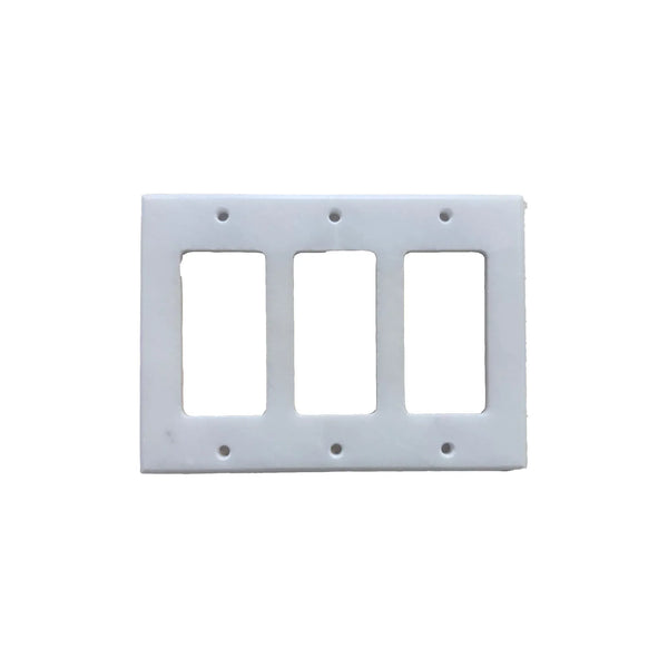 White triple rocker light switch plate in White Marble 4 Gang Toggle Switch Wall Plate