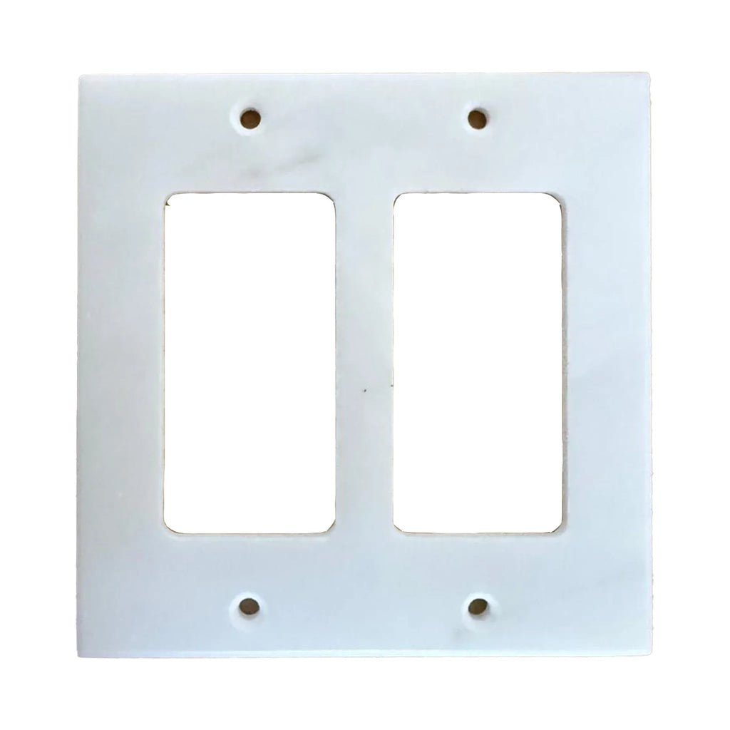 White duplex switch plate for White Marble Meram Blanc 4 Gang Toggle Switch Wall Plate