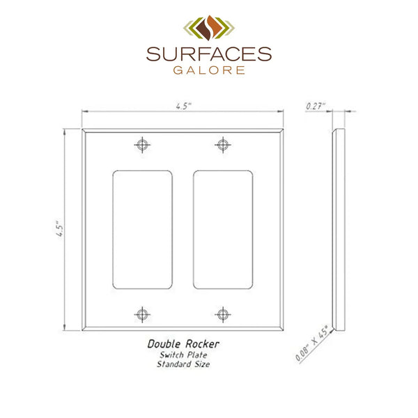 Double rocker switch plate dimensions for White Marble Meram Blanc wall plate