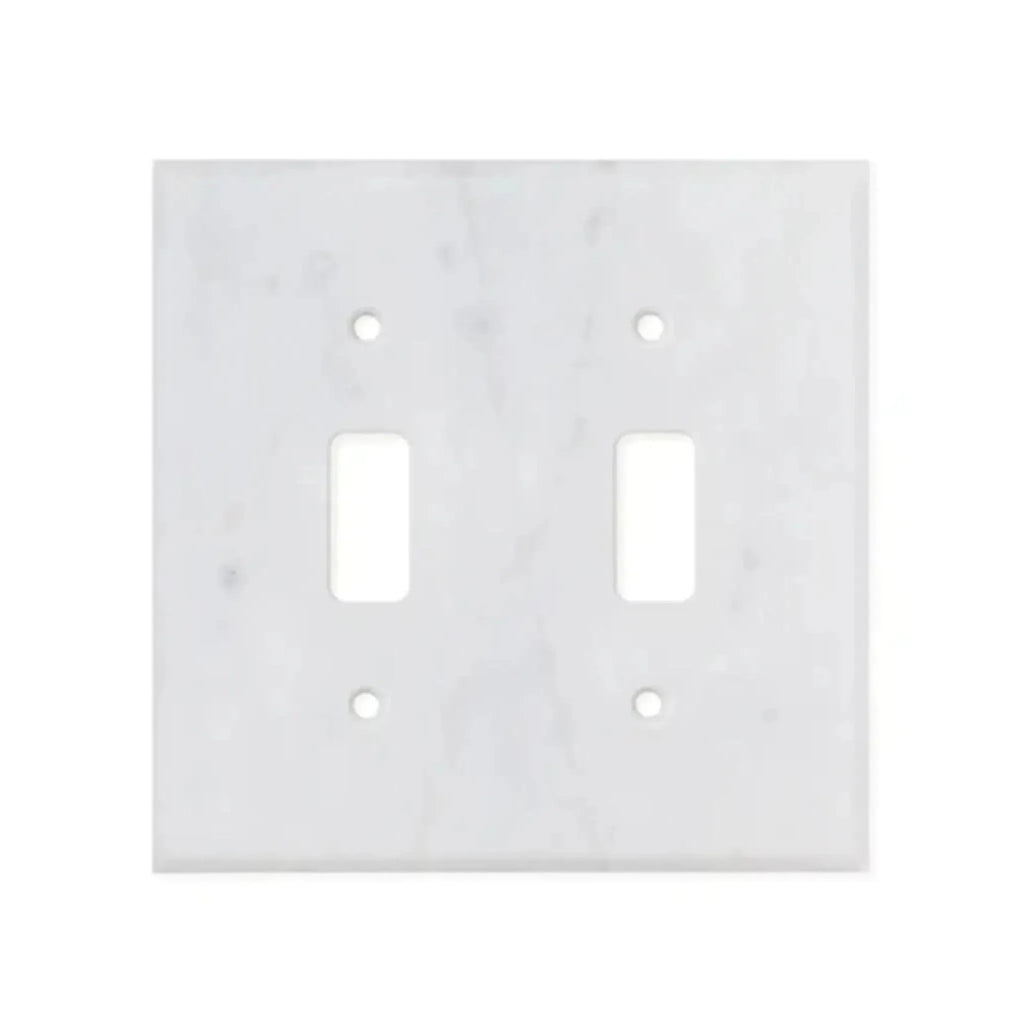 White double toggle light switch plate in White Marble Meram Blanc design