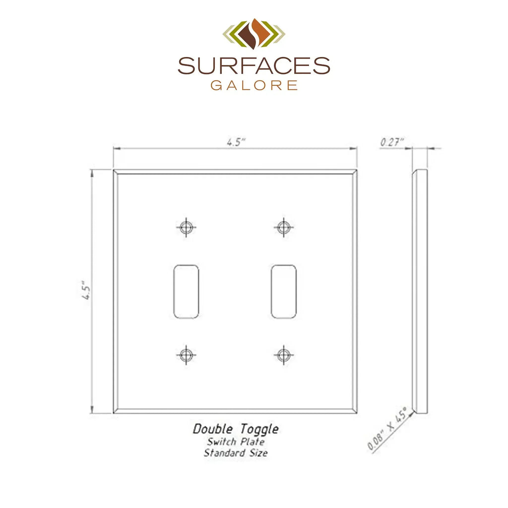 Diagram of White Marble Meram Blanc Double Toggle Switch Plate Wall Plate