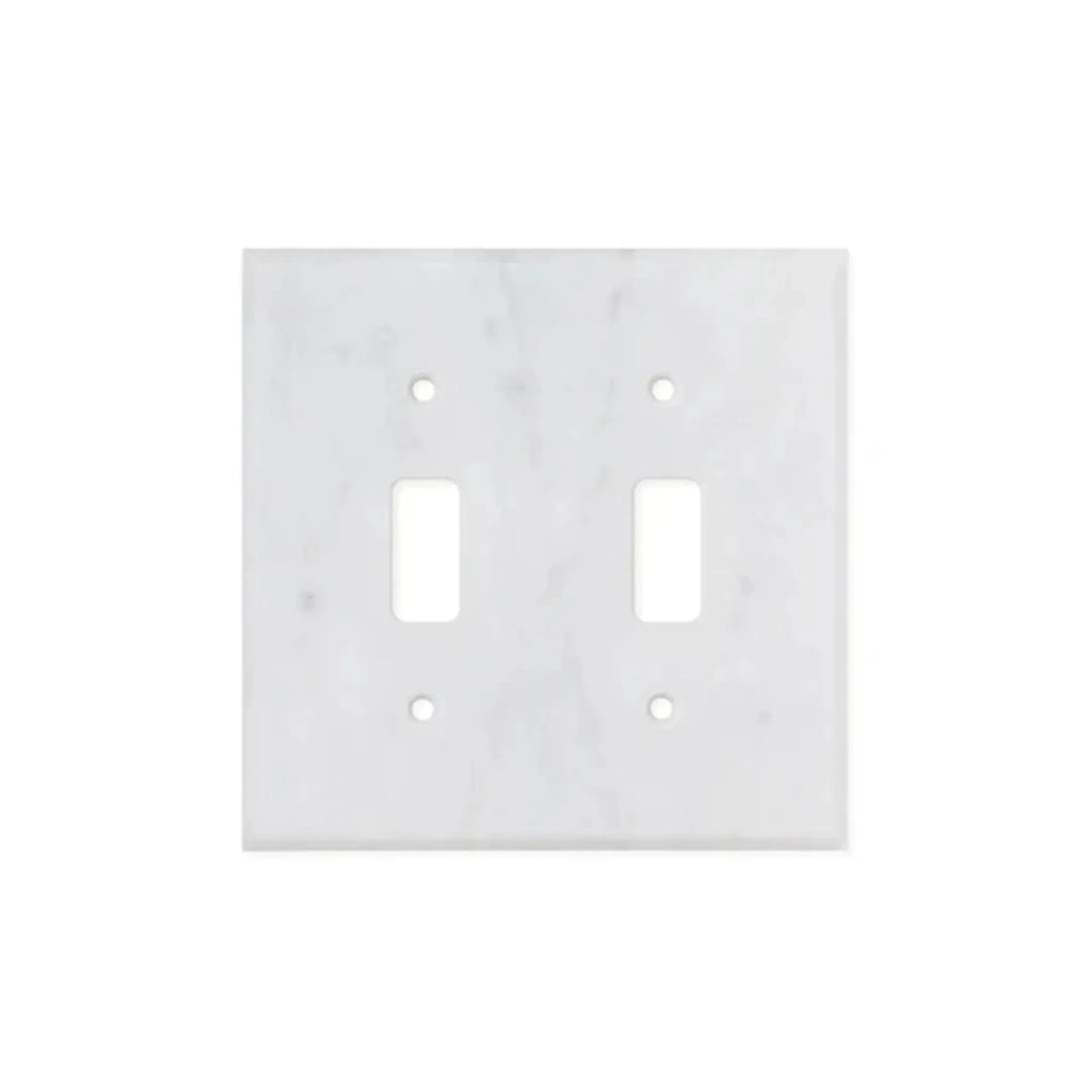 White Marble Meram Blanc Double Toggle Light Switch Wall Plate for elegant decor