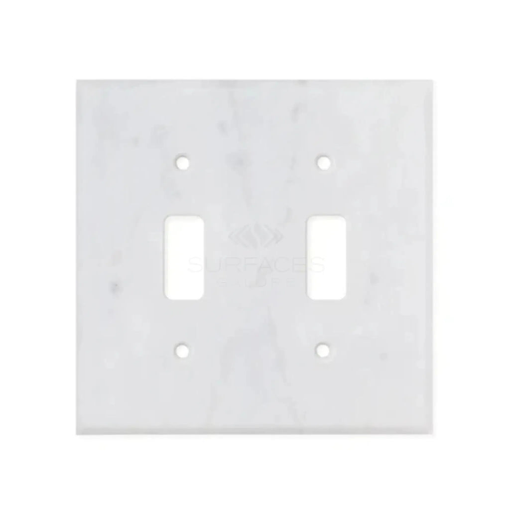 White double toggle light switch plate for White Marble Meram Blanc wall decor