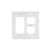 White Marble Meram Blanc Rocker Duplex Switch Wall Plate in elegant marble design