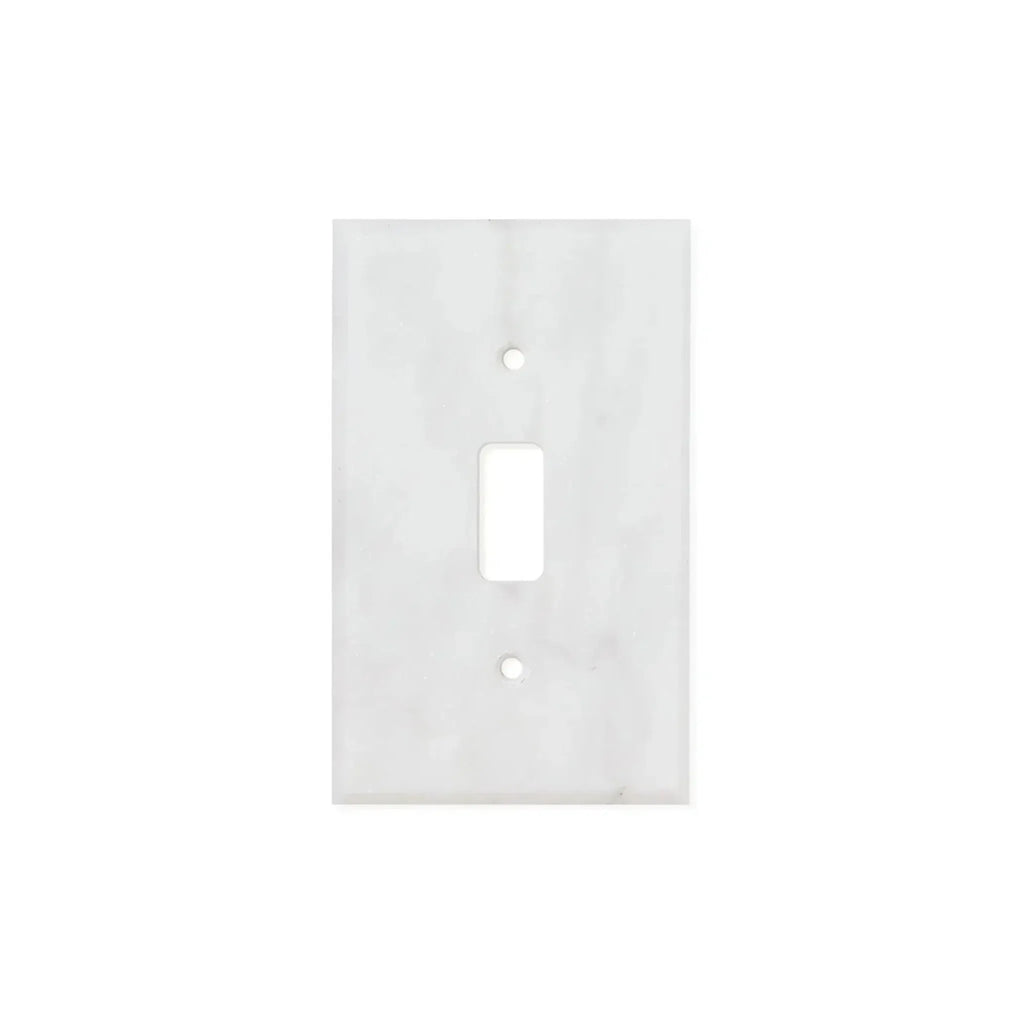 White Marble Meram Blanc Single Toggle Wall Plate Light Switch Cover in Elegant Design