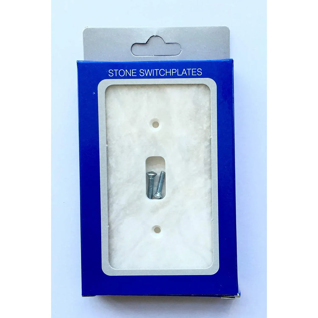 Packaged White Marble Meram Blanc Single Toggle Plate Switch Wall Plate