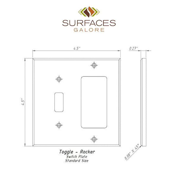 Toggle-rocker switch plate dimensions for White Marble Meram Blanc wall plate