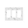 White Marble Meram Blanc Triple Rocker Plate Switch Wall Plate with marble pattern