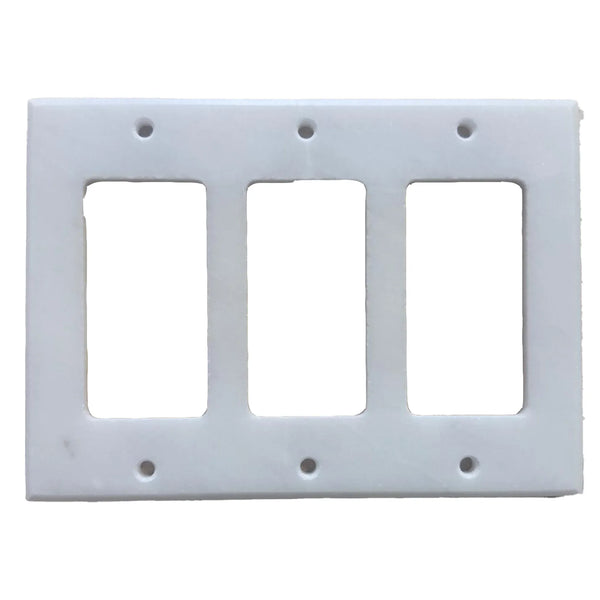 White Marble Meram Blanc Triple Rocker Light Switch Plate for elegant decor enhancement