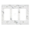 Marble-patterned White Marble Meram Blanc Triple Rocker Plate Switch Wall Plate