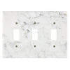 Marble-patterned White Marble Meram Blanc Triple Toggle Light Switch Plate