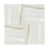 Square marble tile pattern of White Onyx Bianco-Vanilla 2 inch Hexagon Mosaic