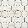 Hexagonal marble tile pattern showcasing White Onyx Bianco-Vanilla polished mosaic