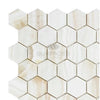 Hexagonal White Onyx Mosaic Tiles in Bianco-Vanilla Polished Finish for Elegant Designs