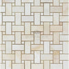 White Onyx Basketweave Mosaic Tile with White Onyx Dots in Polished Finish