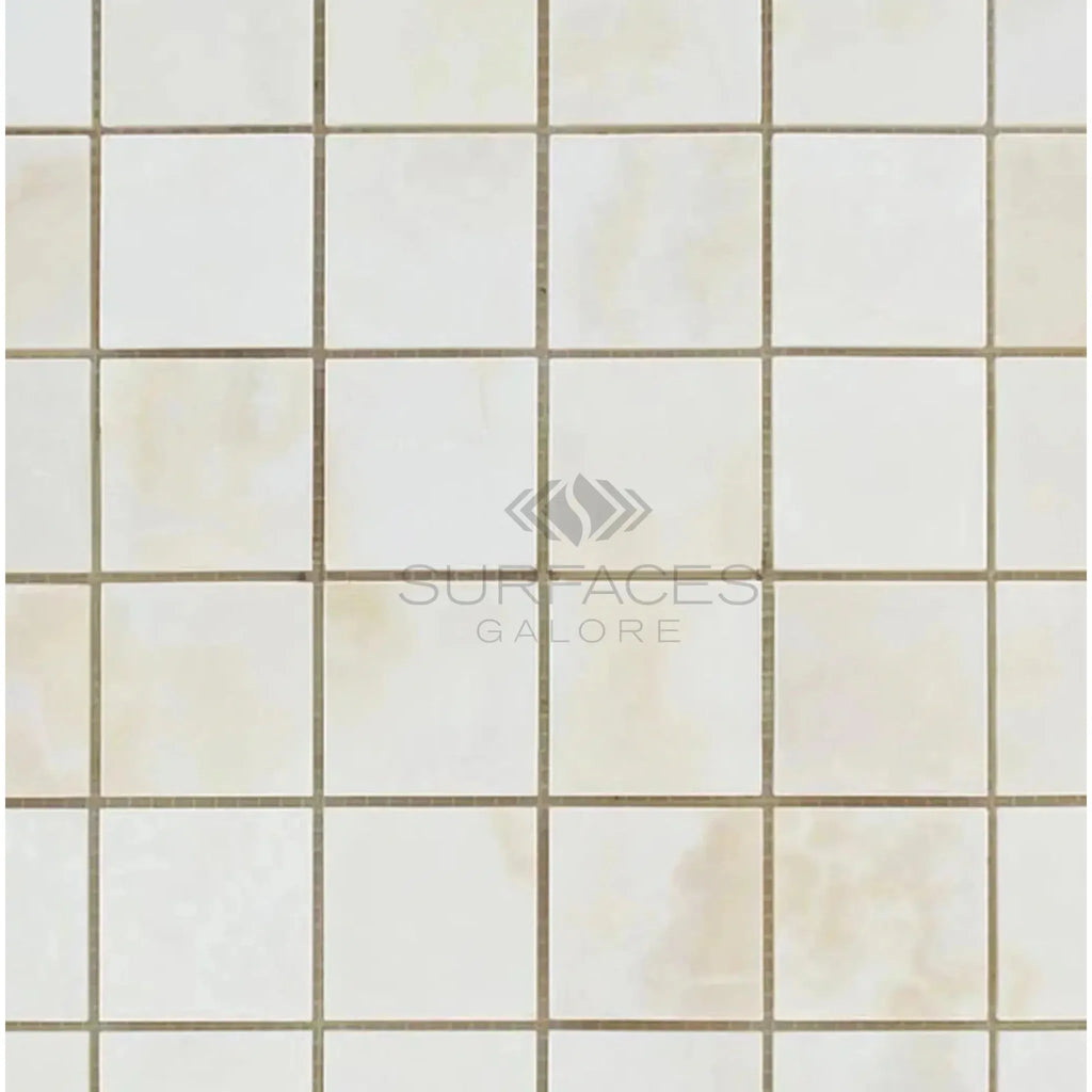 White Onyx Bianco-Vanilla Cross-Cut 2X2 Mosaic Marble Polished square tile mosaic