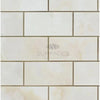 Rectangular off-white tile pattern of White Onyx Bianco-Vanilla Cross-Cut mosaic