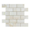 Off-white brick tile sheet from White Onyx Bianco-Vanilla Cross-Cut 2X4 Mosaic Marble