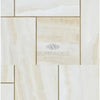 Tiled marble surface of White Onyx Bianco-Vanilla OPUS mini pattern mosaic tile