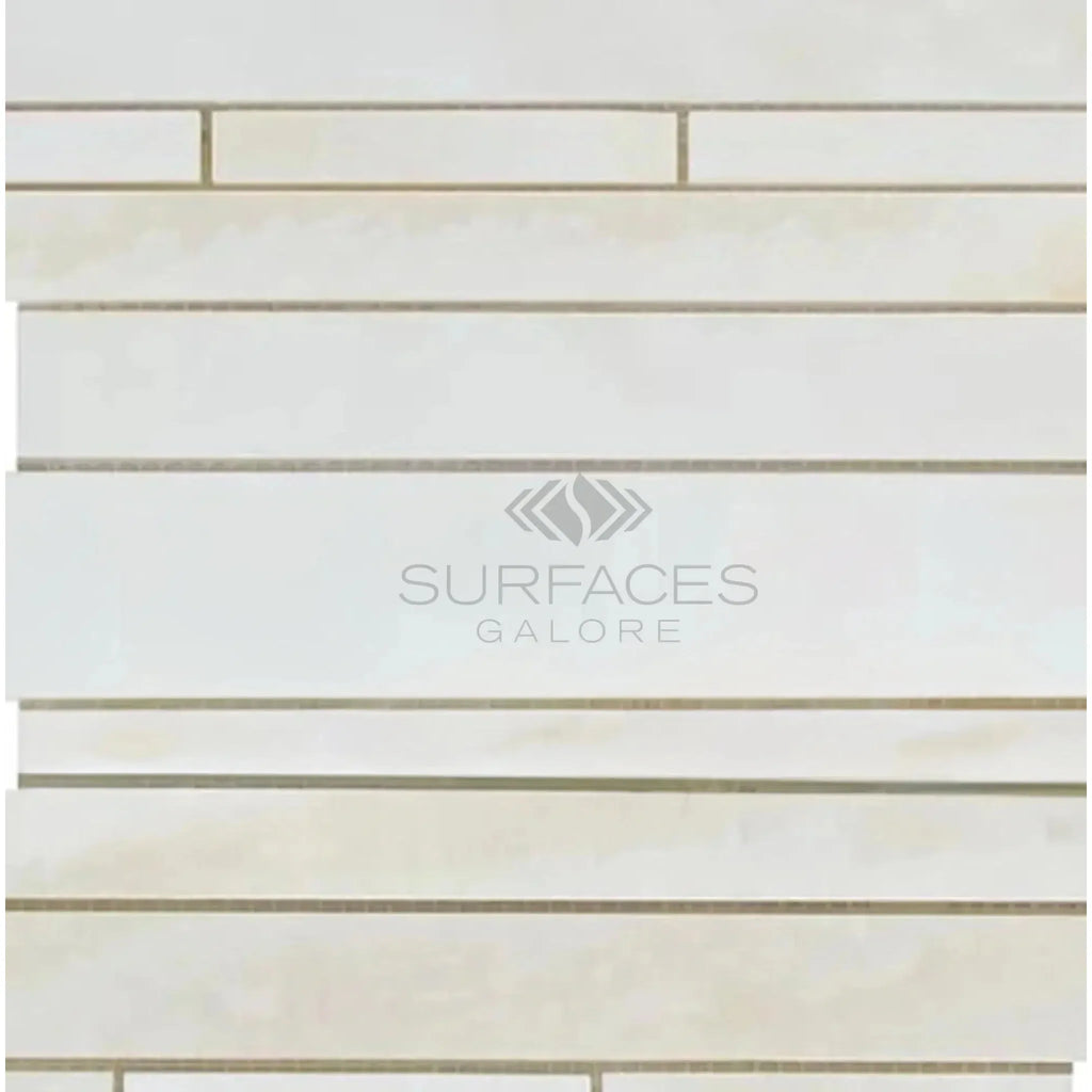 Rectangular white stone tile pattern of White Onyx Bianco-Vanilla Mosaic Marble Tile