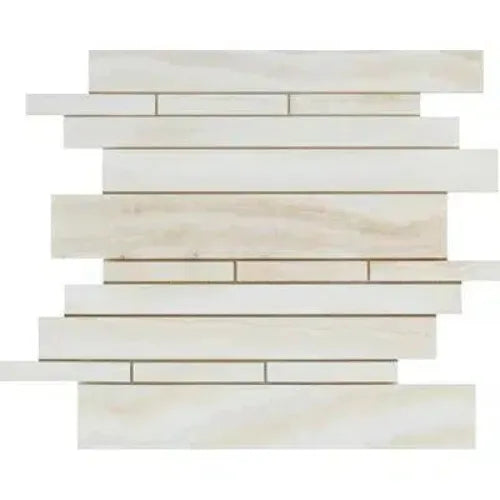 Rectangular mosaic tile pattern of White Onyx Bianco-Vanilla polished marble