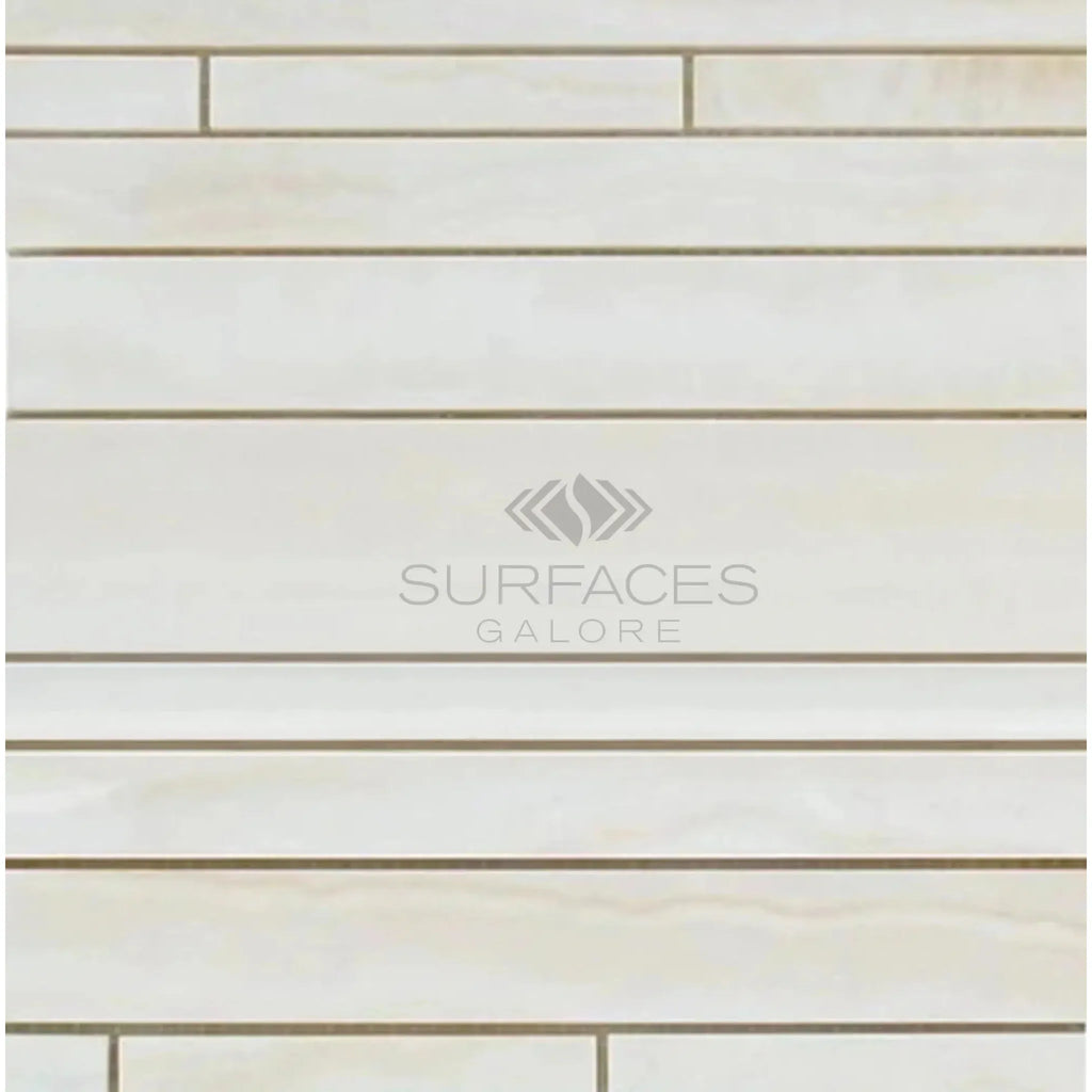 Rectangular white tile pattern of White Onyx Bianco-Vanilla Mosaic Marble Tile Polished