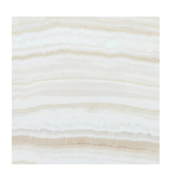 Creamy horizontal bands on White Onyx Bianco-Vanilla Vein-Cut Marble Polished slab