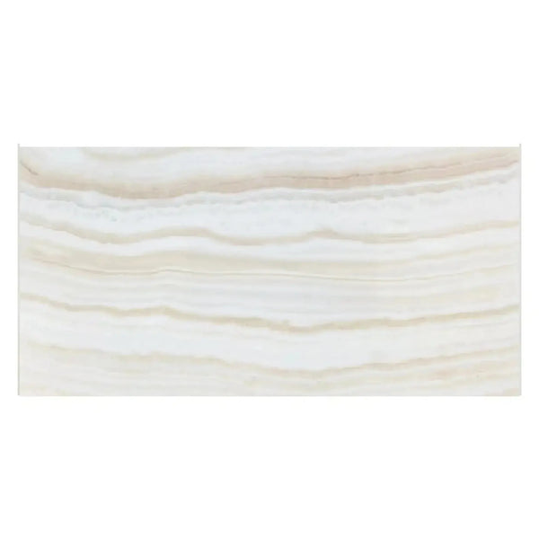 Creamy Onyx slab with horizontal veining in White Onyx Bianco-Vanilla polished marble