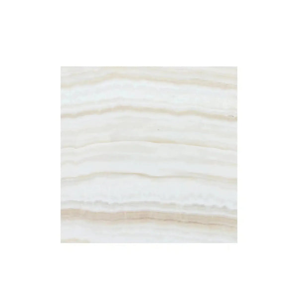 Creamy, horizontally-banded White Onyx Bianco-Vanilla Vein-Cut 18X18 Marble Polished tile