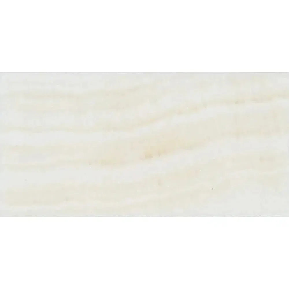 Creamy translucent White Onyx (Bianco-Vanilla) Vein-Cut 3X6 Polished Marble Slab