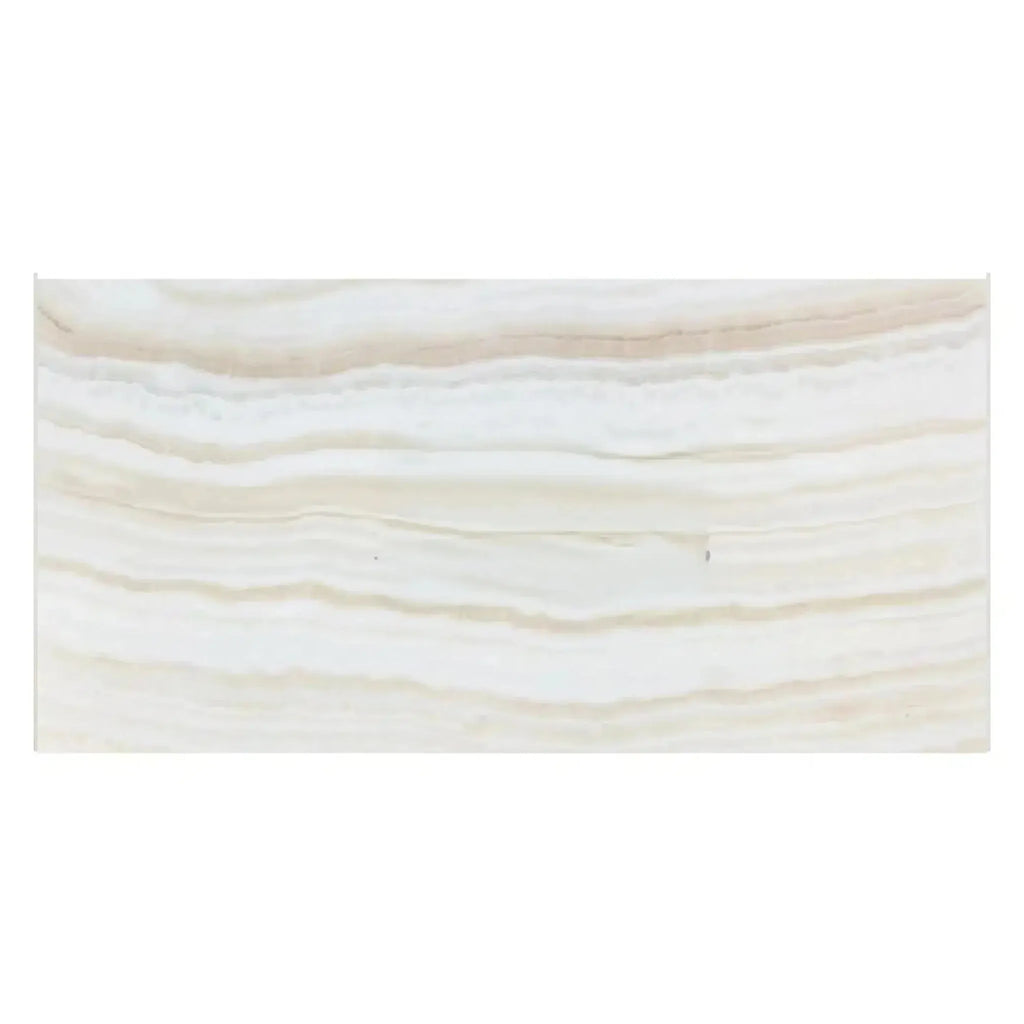 Rectangular slab of banded Onyx in White Onyx Bianco-Vanilla Vein-Cut Marble Polished